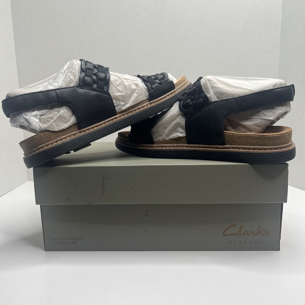 Clarks Artisan Arwell Glide Women's 10 M Black Leather Strappy Sandals NIB